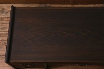 レトロ家具　明治大正期　ヒノキ材　ノスタルジックな雰囲気漂う上品な文机(両袖机、ローテーブル)(R-042725)