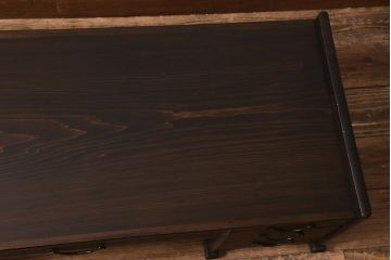 レトロ家具　明治大正期　ヒノキ材　ノスタルジックな雰囲気漂う上品な文机(両袖机、ローテーブル)(R-042725)