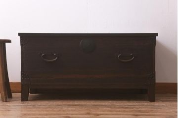 アンティーク家具　明治大正期　脚付きリメイク　引き出し1杯が珍しい!味わいが魅力の箪笥ローボード(テレビ台、ローチェスト、引き出し)(R-042726)