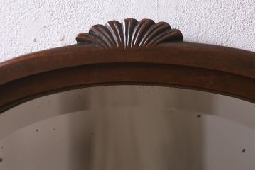 アンティーク家具　フランスアンティーク　マホガニー材　オーバル型のミラーが目を引く優美な佇まいのドレッサー(鏡台)(R-042727)
