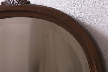 アンティーク家具　フランスアンティーク　マホガニー材　オーバル型のミラーが目を引く優美な佇まいのドレッサー(鏡台)(R-042727)