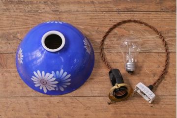 アンティーク照明　戦前　大正昭和初期　色絵磁器花文電笠　シェード(ノリタケ?、ペンダントライト、天井照明)(R-042735)