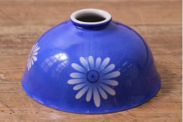 アンティーク照明　戦前　大正昭和初期　色絵磁器花文電笠　シェード(ノリタケ?、ペンダントライト、天井照明)(R-042735)