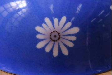 アンティーク照明　戦前　大正昭和初期　色絵磁器花文電笠　シェード(ノリタケ?、ペンダントライト、天井照明)(R-042735)