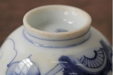 古民具・骨董　明治大正期　伊万里焼　染付猪口5客セット(湯呑茶碗、向付、酒器、和食器)(R-042738)