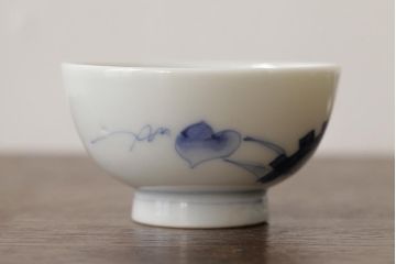 古民具・骨董　明治大正期　伊万里焼　染付猪口5客セット(湯呑茶碗、向付、酒器、和食器)(R-042739)