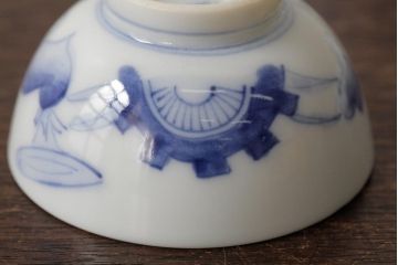 古民具・骨董　明治大正期　伊万里焼　染付猪口5客セット(湯呑茶碗、向付、酒器、和食器)(R-042739)
