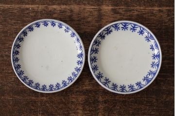 古民具・骨董　明治期　伊万里焼　染付蓋茶碗2客セット(和食器)(R-042741)