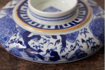 古民具・骨董　明治期　伊万里焼　染付蓋茶碗2客セット(和食器)(R-042741)