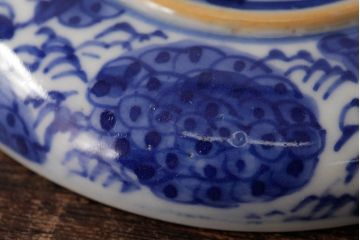 古民具・骨董　明治期　伊万里焼　染付蓋茶碗2客セット(和食器)(R-042741)