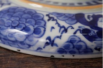 古民具・骨董　明治期　伊万里焼　染付蓋茶碗2客セット(和食器)(R-042741)