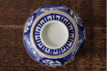 古民具・骨董　明治期　伊万里焼　染付蓋茶碗2客セット(和食器)(R-042741)