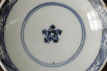 古民具・骨董　江戸期　古伊万里　青磁染付蓋茶碗2客セット(和食器)(R-042742)