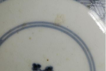 古民具・骨董　江戸期　古伊万里　青磁染付蓋茶碗2客セット(和食器)(R-042742)