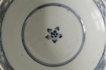 古民具・骨董　江戸期　古伊万里　青磁染付蓋茶碗2客セット(和食器)(R-042742)