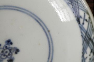 古民具・骨董　江戸期　古伊万里　青磁染付蓋茶碗2客セット(和食器)(R-042743)