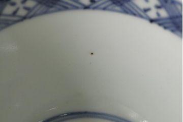 古民具・骨董　江戸期　古伊万里　青磁染付蓋茶碗2客セット(和食器)(R-042743)