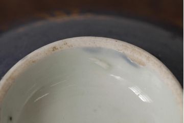 江戸期　古伊万里　瑠璃金彩花文蓋茶碗2客セット(和食器)(R-042744)