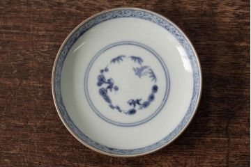 江戸期　古伊万里　瑠璃金彩花文蓋茶碗2客セット(和食器)(R-042746)