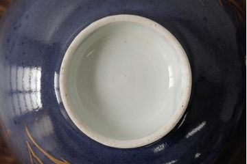 江戸期　古伊万里　瑠璃金彩花文蓋茶碗2客セット(和食器)(R-042746)