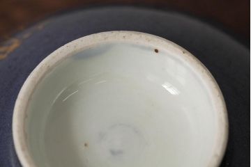 江戸期　古伊万里　瑠璃金彩花文蓋茶碗2客セット(和食器)(R-042746)