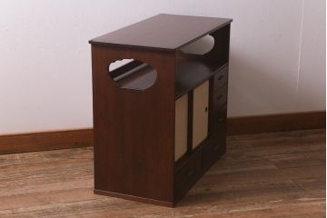 アンティーク家具　指物家具　桑・タモ・桐材　品の良い作りが魅力的な上手物の飾り棚(戸棚、収納棚)(R-042754)