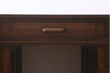 アンティーク家具　ナラ材製　上手物　立派な佇まいの木製両袖デスク(ワークデスク、机、在宅ワーク、在宅用)(R-042755)