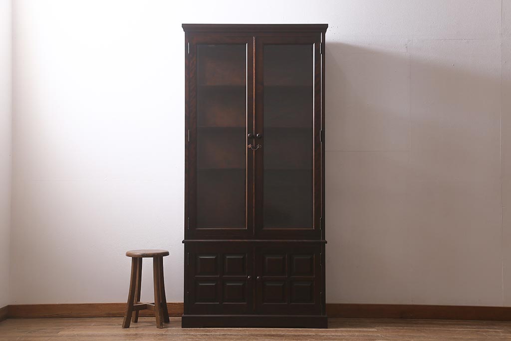 中古　希少な廃盤品!!　北海道民芸家具　OM158　品のある空間づくりにおすすめな飾り棚(収納棚、キャビネット)(定価約めな飾り棚(収納棚、キャビネット)(R-042756)