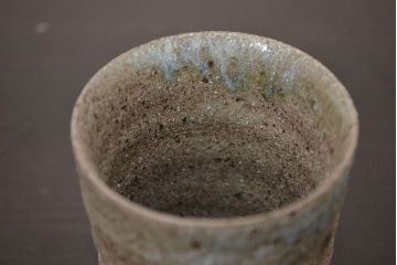 アンティーク雑貨　1968年　加守田章二作　灰釉湯呑　二客(共箱)(R-042758)