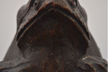 アンティーク雑貨　古い木彫りの蛙　置物　竹根　彫刻　民芸品　中国唐物?(R-042801)