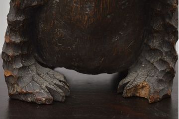 アンティーク雑貨　古い木彫りの蛙　置物　竹根　彫刻　民芸品　中国唐物?(R-042801)