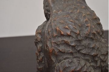 アンティーク雑貨　古い木彫りの蛙　置物　竹根　彫刻　民芸品　中国唐物?(R-042801)