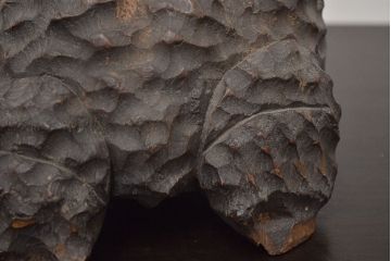 アンティーク雑貨　古い木彫りの蛙　置物　竹根　彫刻　民芸品　中国唐物?(R-042801)