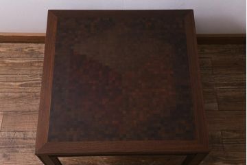 ヴィンテージ家具　デンマーク　TRANEKAER DENMARK(トラネケア社)　Rolf Middelboe(ロルフ・ミドルボー)　パーケット天板のコーヒーテーブル(センターテーブル、ビンテージ、北欧)(R-042807)