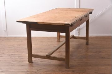 アンティーク家具　昭和レトロな雰囲気漂う作業台(ダイニングテーブル)(R-042809)