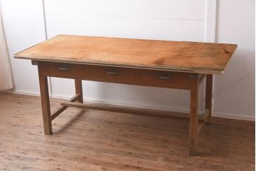 アンティーク家具　昭和レトロな雰囲気漂う作業台(ダイニングテーブル)(R-042809)