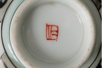 明治大正期　色絵染付蓋茶碗2客セット(和食器)(R-042810)