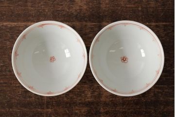 明治大正期　色絵染付蓋茶碗2客セット(和食器)(R-042810)
