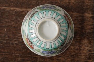 明治大正期　色絵染付蓋茶碗2客セット(和食器)(R-042810)