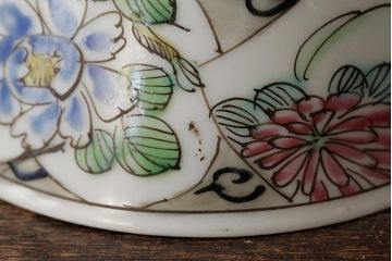 明治大正期　色絵染付蓋茶碗2客セット(和食器)(R-042810)