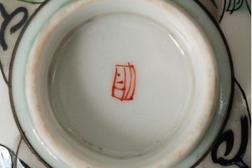 明治大正期　色絵染付蓋茶碗2客セット(和食器)(R-042811)