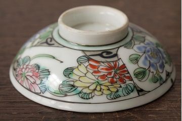 明治大正期　色絵染付蓋茶碗2客セット(和食器)(R-042811)