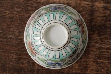 明治大正期　色絵染付蓋茶碗2客セット(和食器)(R-042811)