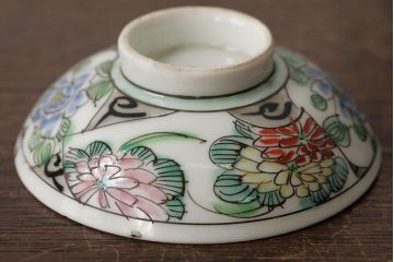 明治大正期　色絵染付蓋茶碗2客セット(和食器)(R-042811)