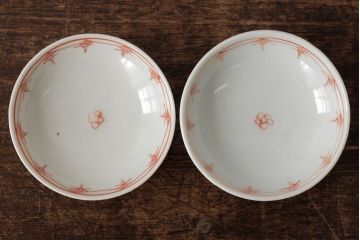 明治大正期　色絵染付蓋茶碗2客セット(和食器)(R-042811)