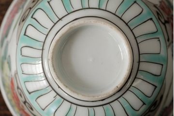 明治大正期　色絵染付蓋茶碗2客セット(和食器)(R-042811)
