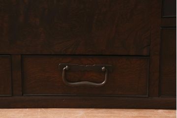 アンティーク家具　銅壺付き　ケヤキ材　美しい杢目が魅力の長火鉢(木製火鉢)(R-042812)