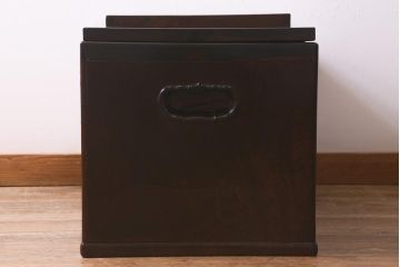 アンティーク家具　銅壺付き　ケヤキ材　美しい杢目が魅力の長火鉢(木製火鉢)(R-042812)