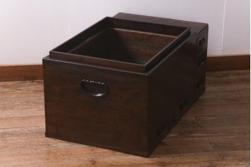 アンティーク家具　明治大正　ケヤキ材　美しい杢目が魅力の長火鉢(木製火鉢)(R-042813)