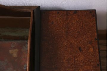 アンティーク家具　特注　透かし入り　黒柿・ケヤキ材　玉杢が美しい上手物の長火鉢(木製火鉢)(R-042817)
